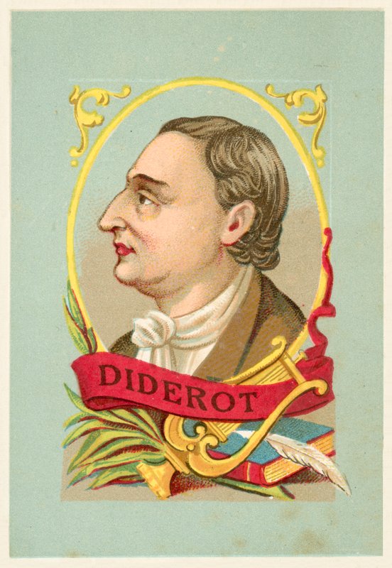 Denis Diderot , fransk filosof og forfatter (chromolitho) av French School