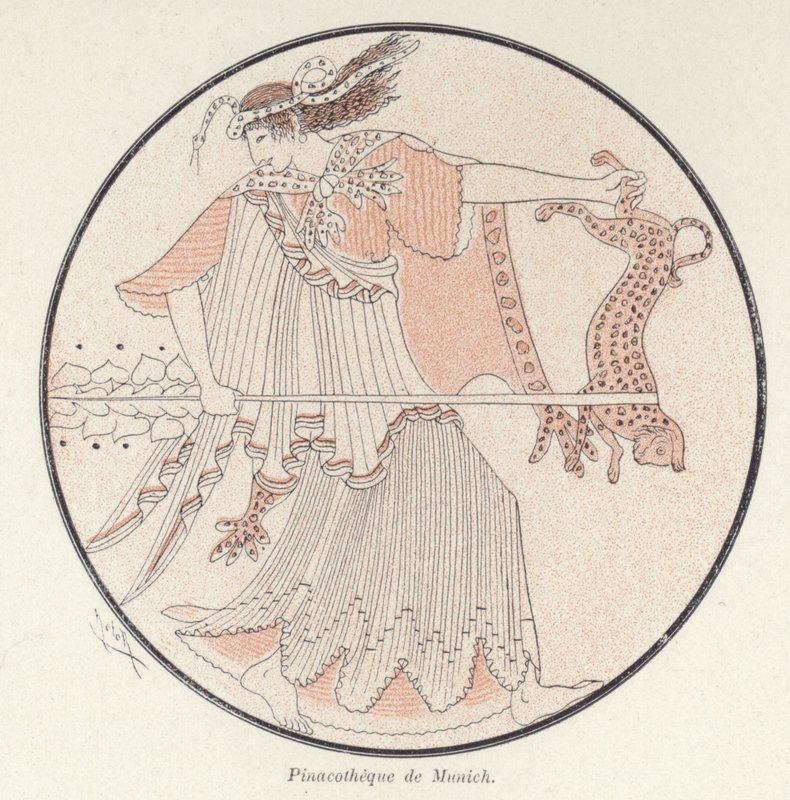 Detalj av gresk keramikk (farge litho) av French School