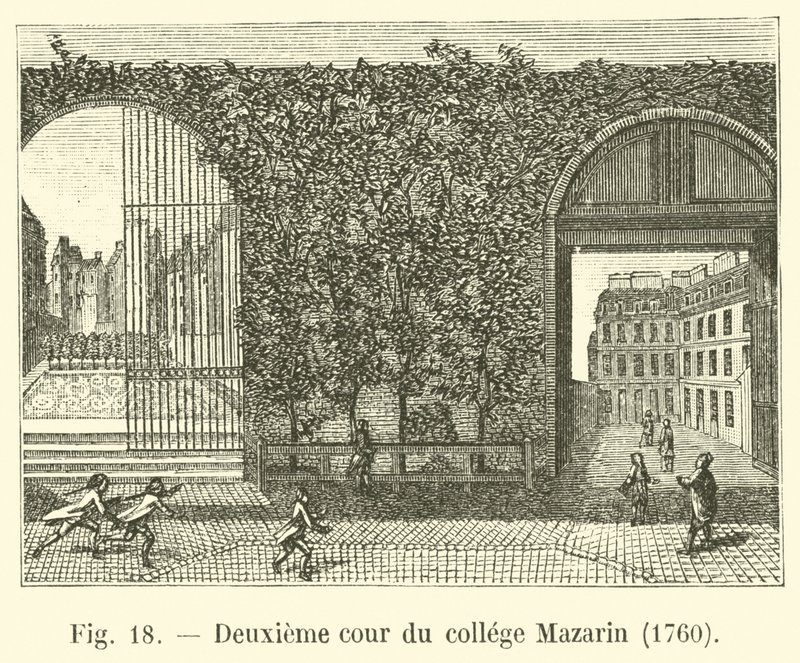 Andre gårdsplass til Mazarin college, 1760 av French School
