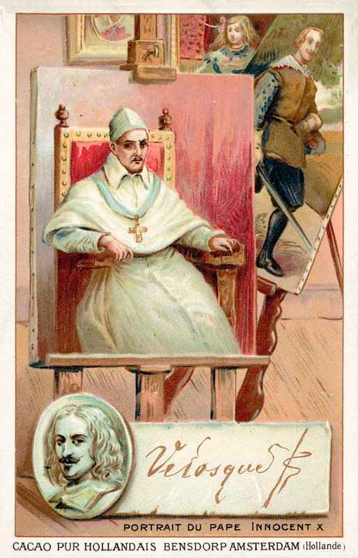 Diego Velasquez , spansk maler og portrett av pave Innocent X (chromolitho) av French School