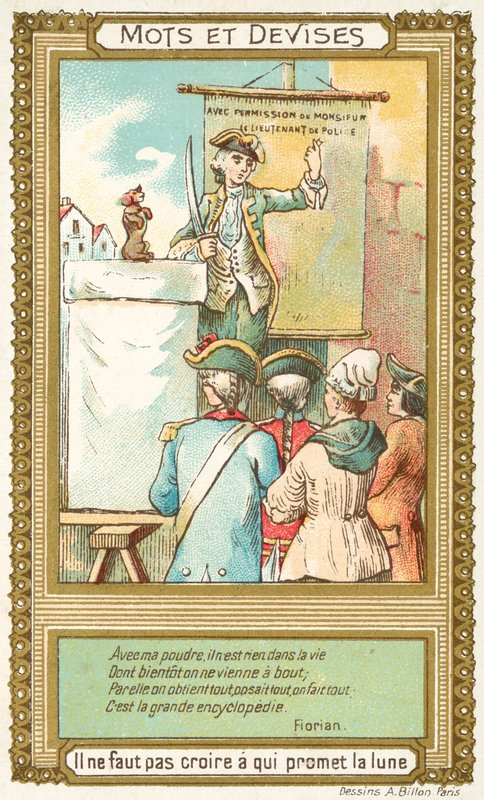 Tro ikke hvem som lover månen (chromolitho) av French School