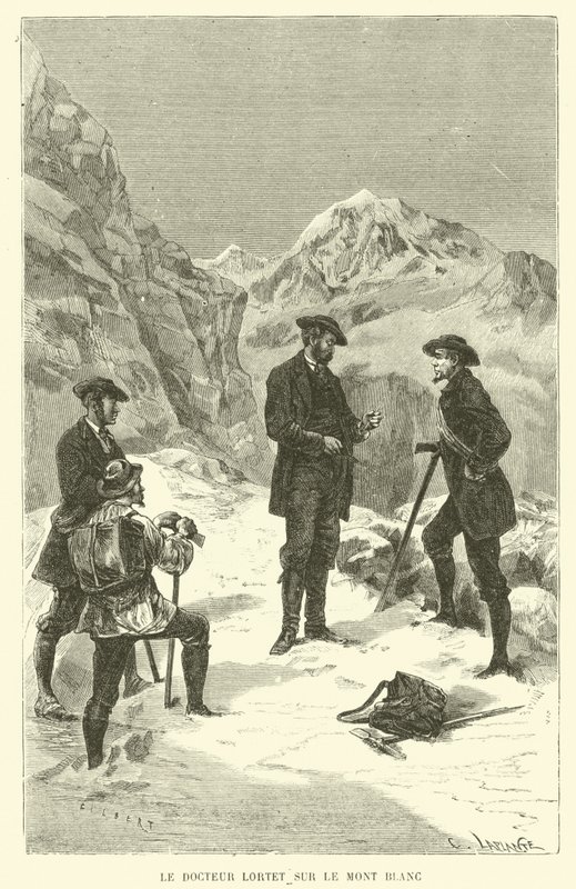 Doktor Lortet på Mont Blanc (gravering) av French School