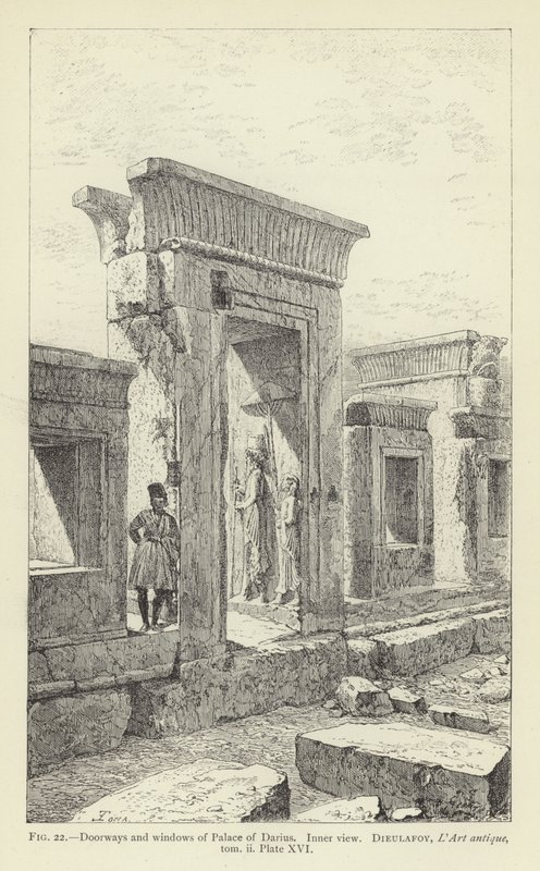 Døråpninger og vinduer til Palace of Darius, indre utsikt av French School