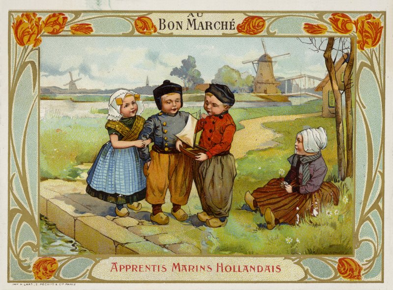 Nederlandske barn ser på seilbåt av French School