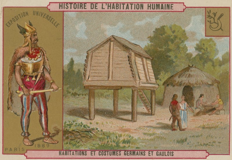 Boliger og kostymer fra det gamle Tyskland og Gallia av French School