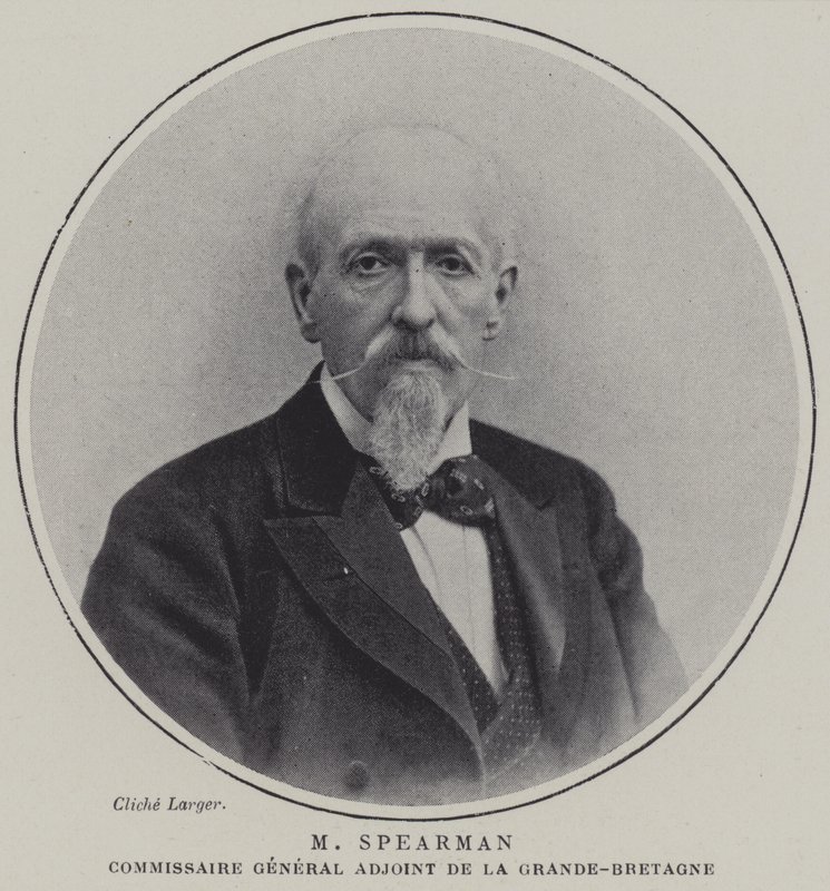 Edmund Spearman, assisterende generalkommissær for British Commission for the Exposition Universelle 1900, Paris (farge litho) av French School