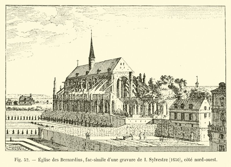 Bernardins kirke, faksimile av en gravering av I Sylvestre, 1650, nordvestkysten av French School