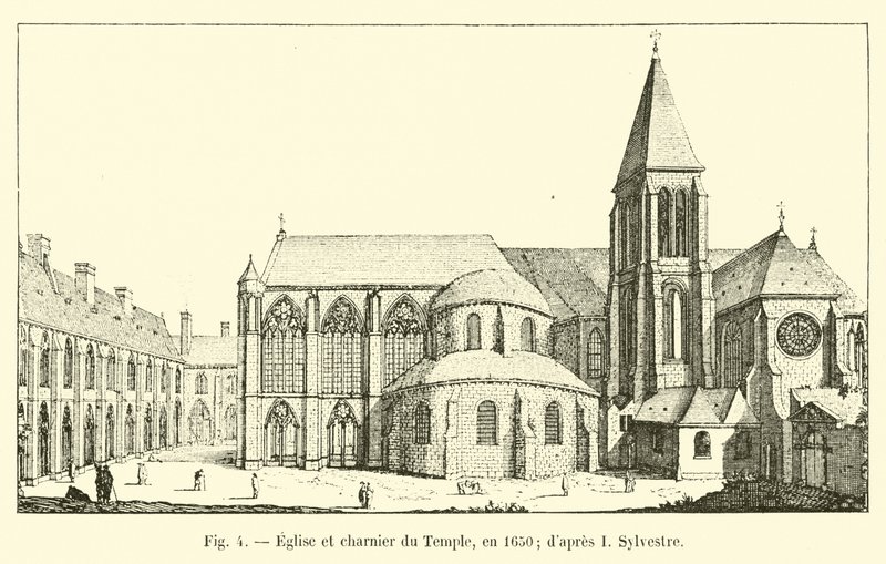 Templets kirke og karnelhus, i 1650; etter I Sylvester av French School