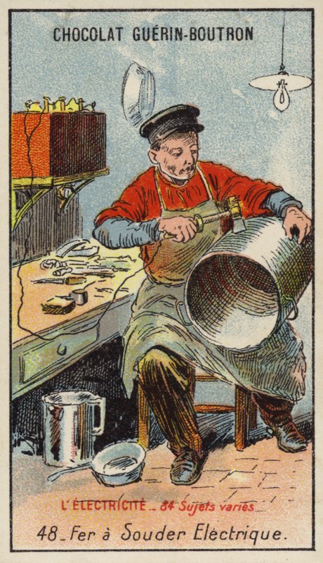 Elektrisk loddebolt (chromolitho) av French School
