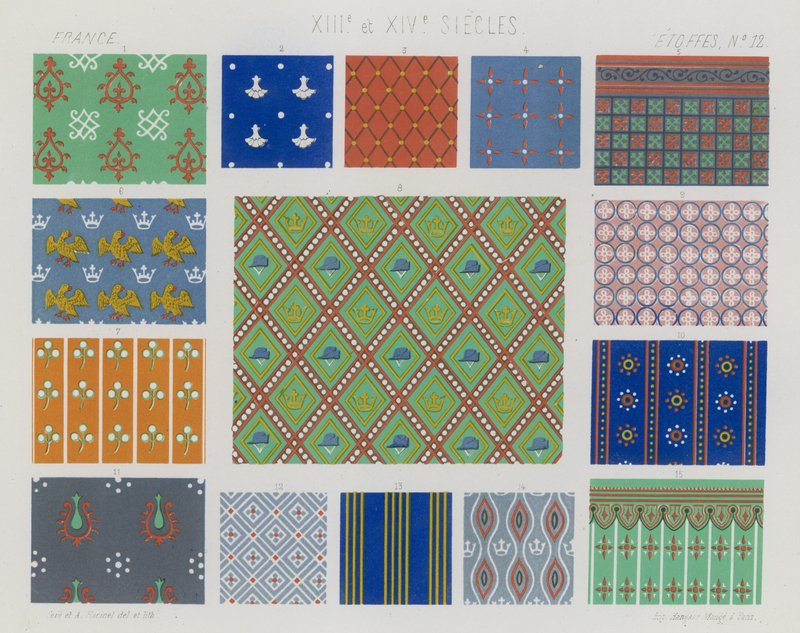 Broderte stoffer fra Frankrike fra 1200- og 1300-tallet av French School