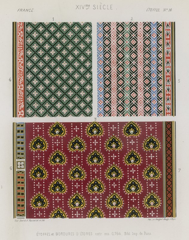 Broderte stoffer fra 1300-tallets Frankrike av French School
