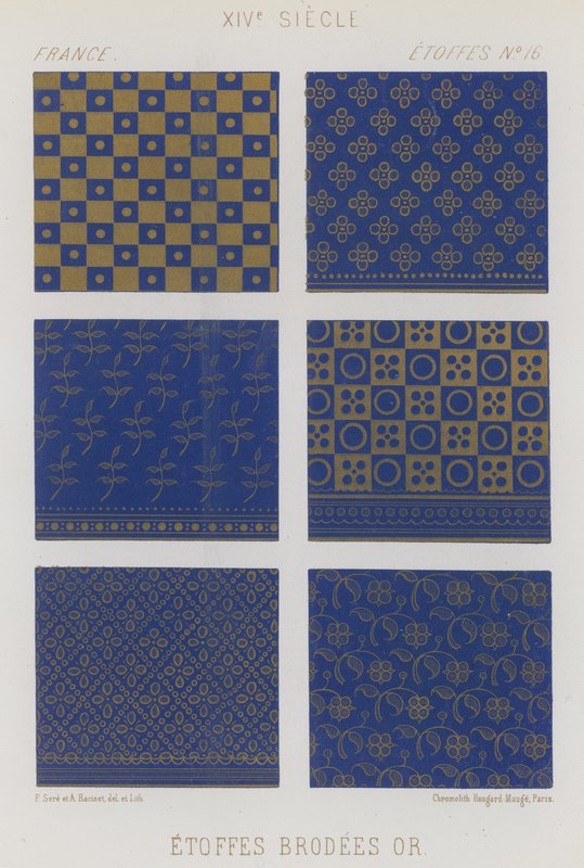 Broderte stoffer fra 1300-tallets Frankrike av French School