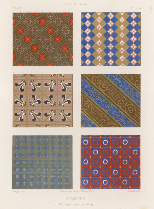 Broderte stoffer fra Frankrike fra 1400-tallet av French School