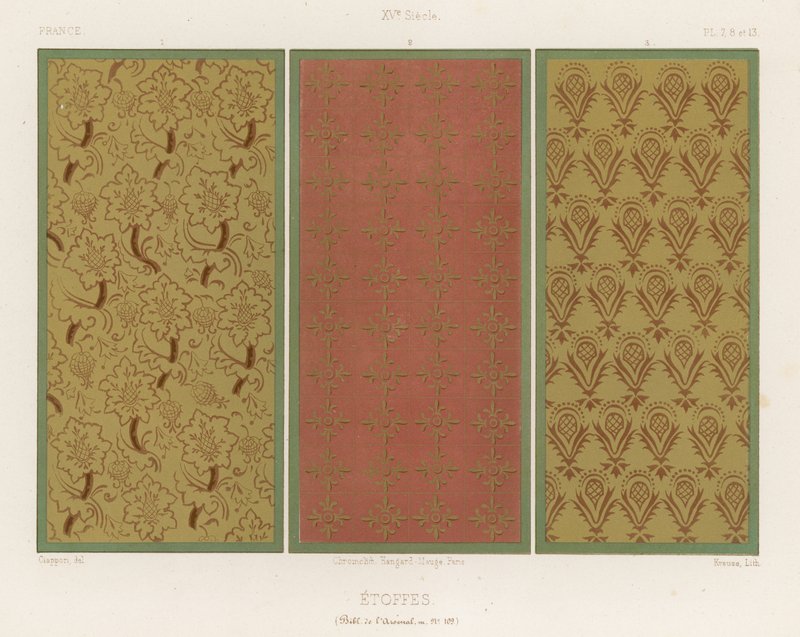 Broderte stoffer fra Frankrike fra 1400-tallet av French School