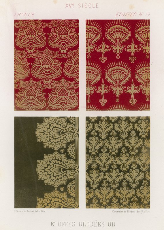 Broderte stoffer fra Frankrike fra 1400-tallet av French School