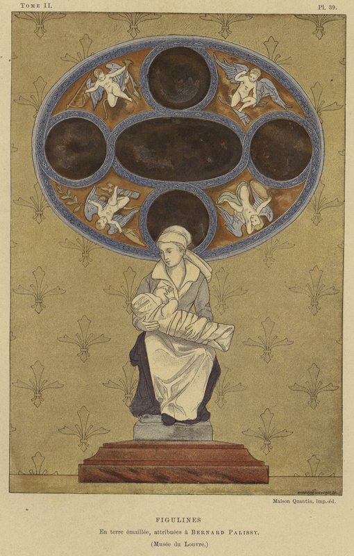 Emaljert keramikkfigulin tilskrevet Bernard Palissy, 1500-tallet av French School