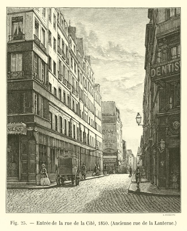 Inngang til rue de la Cite, 1850, Tidligere rue de la Lanterne av French School