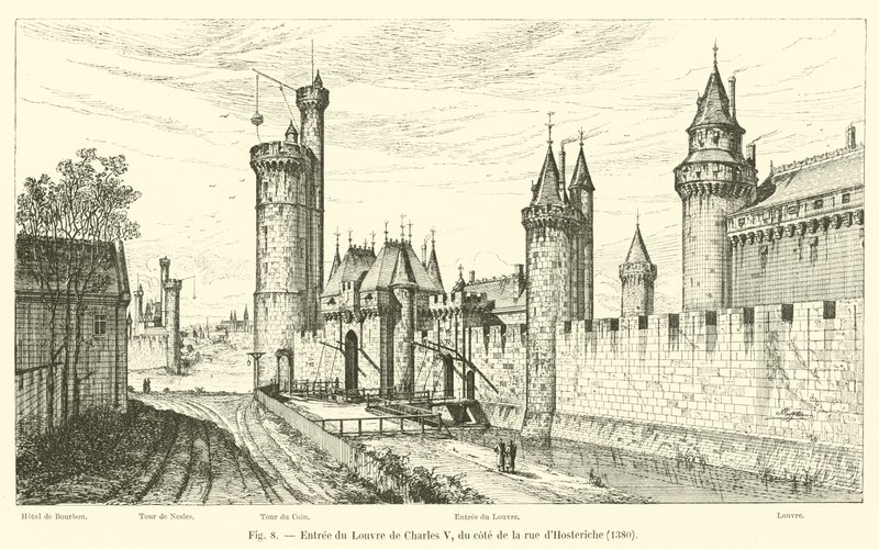 Inngang til Charles Vs Louvre, fra rue dHosteriche, 1380 av French School