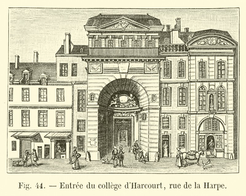Inngang til Harcourt college, rue de la Harpe av French School