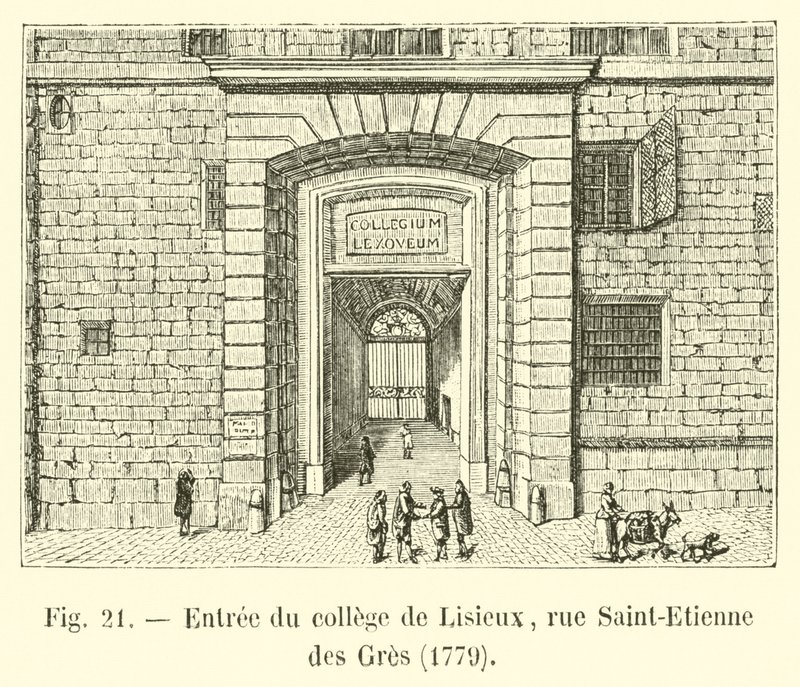 Inngang til høyskolen i Lisieux, rue Saint-Etienne des Gres, 1779 av French School