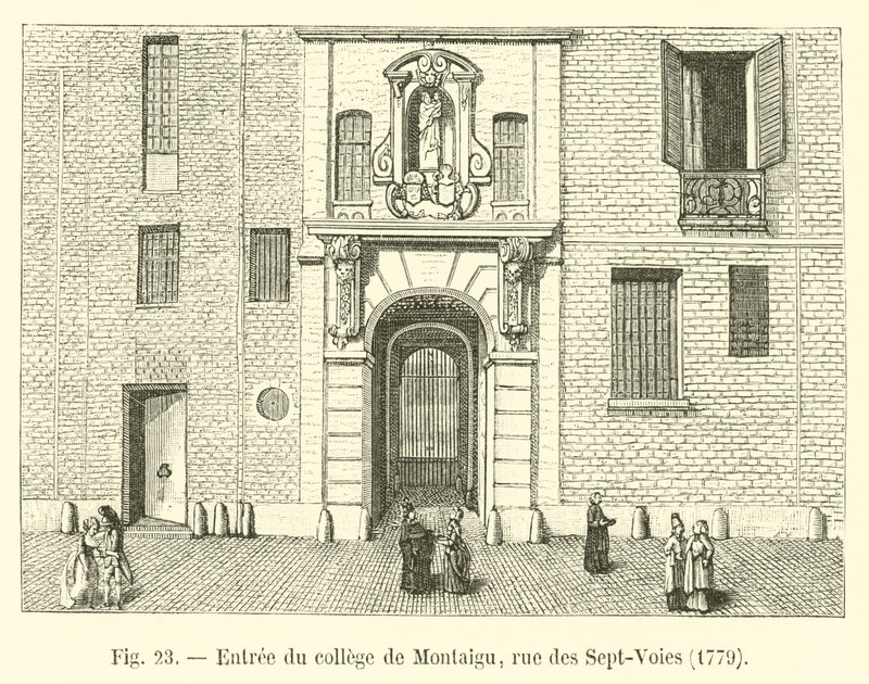 Inngang til høyskolen i Montaigu, rue des Sept-Voies, 1779 av French School