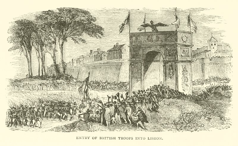 Inntreden av britiske tropper i Lisboa (gravering) av French School