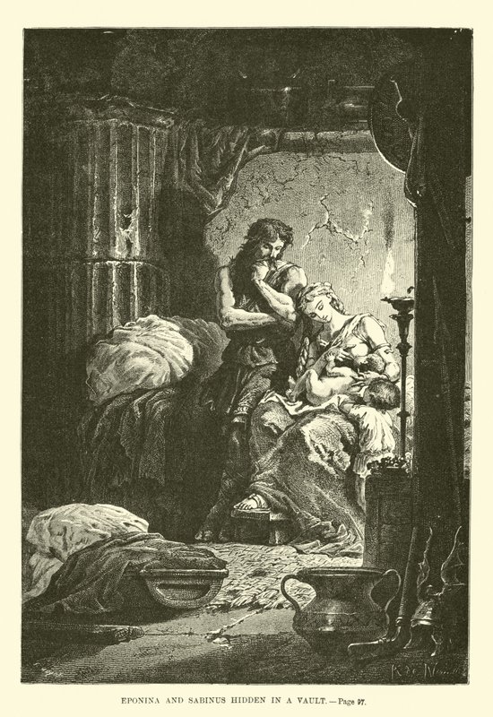 Eponina og Sabinus gjemt i et hvelv av French School