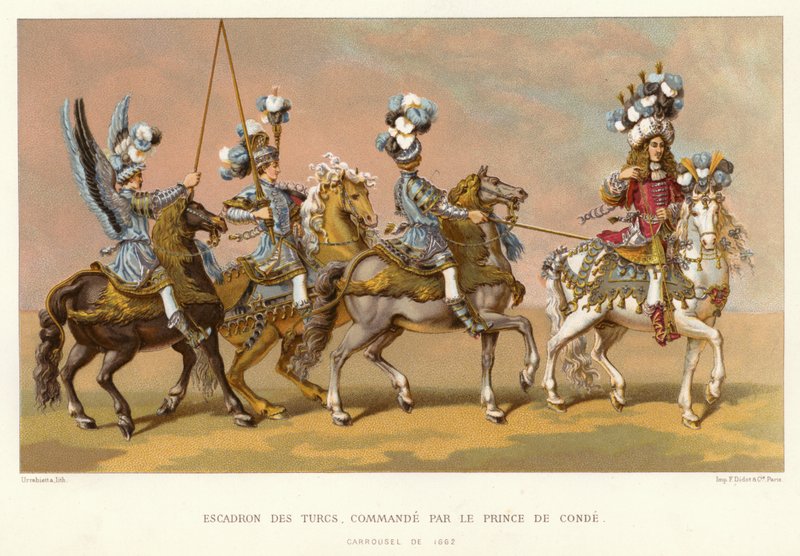 Squadron of the Turks, kommando av prinsen av Conde (chromolitho) av French School