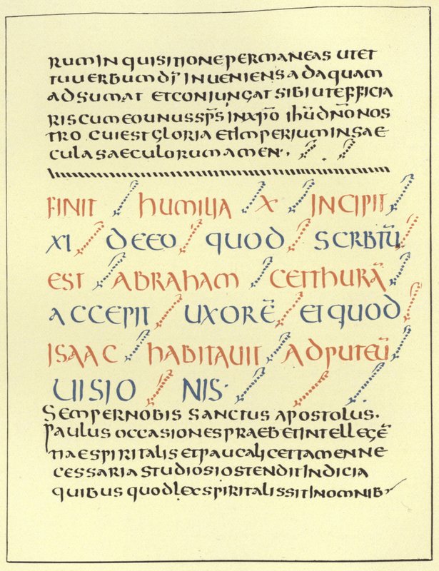 Eksempel på Uncial-skriving av French School