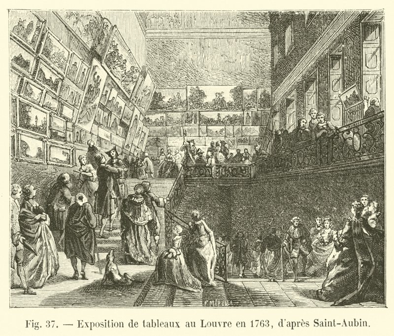 Utstilling av malerier på Louvre i 1763, etter Saint-Aubin av French School