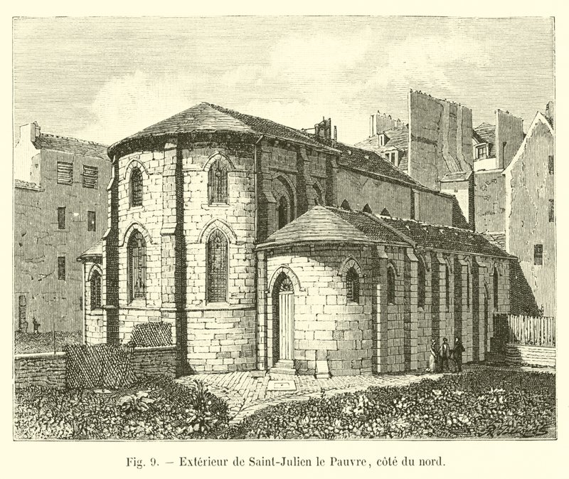 Eksteriør av Saint-Julien le Pauvre, nordkysten av French School