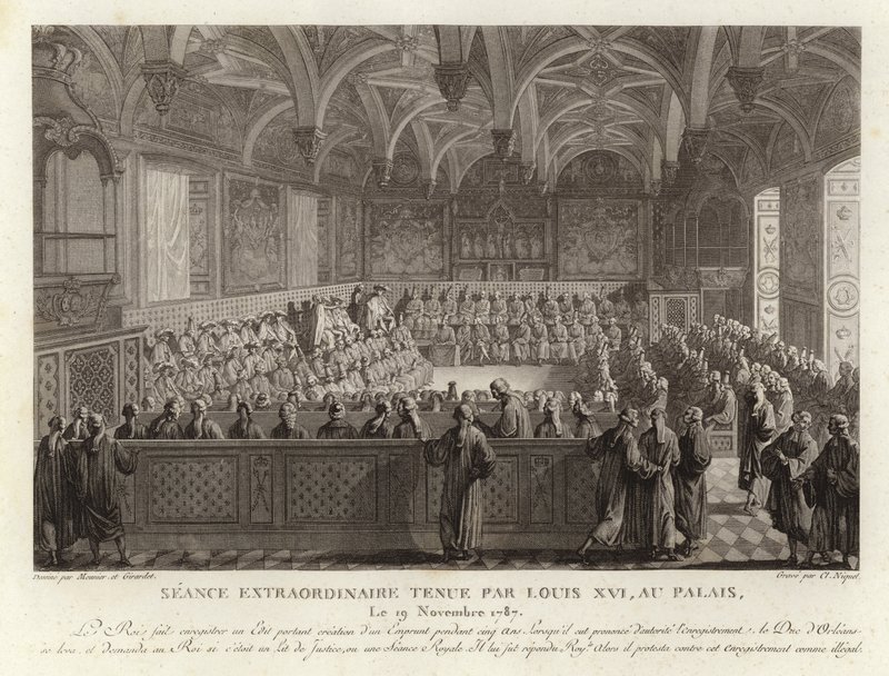 Ekstraordinær sesjon holdt av Ludvig XVI på slottet i Versailles av French School