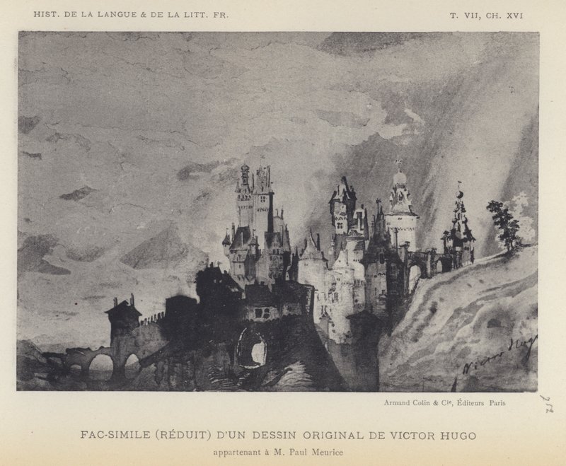 Faksimile (redusert) av en original tegning av Victor Hugo (litho) av French School