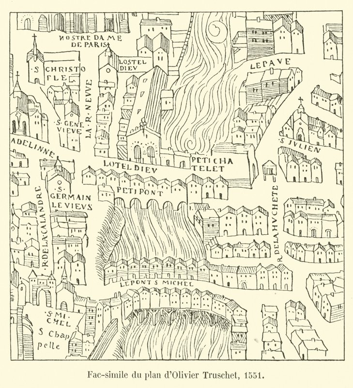 Faksimile av planen til Olivier Truschet, 1551 av French School