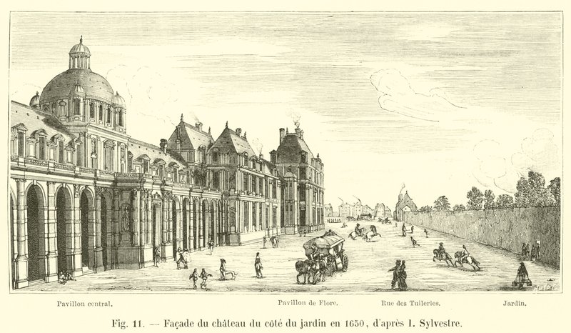 Fasade på slottet på hagesiden i 1650, ifølge I Sylvestre av French School