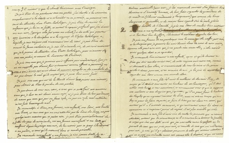 Faksimile av testamentet til Louis XVI av Frankrike av French School