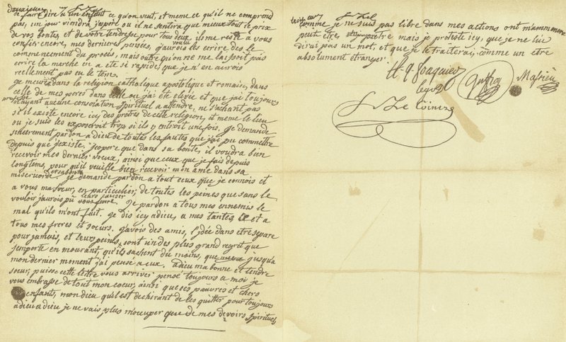 Faksimile av viljen til Marie Antoinette av French School