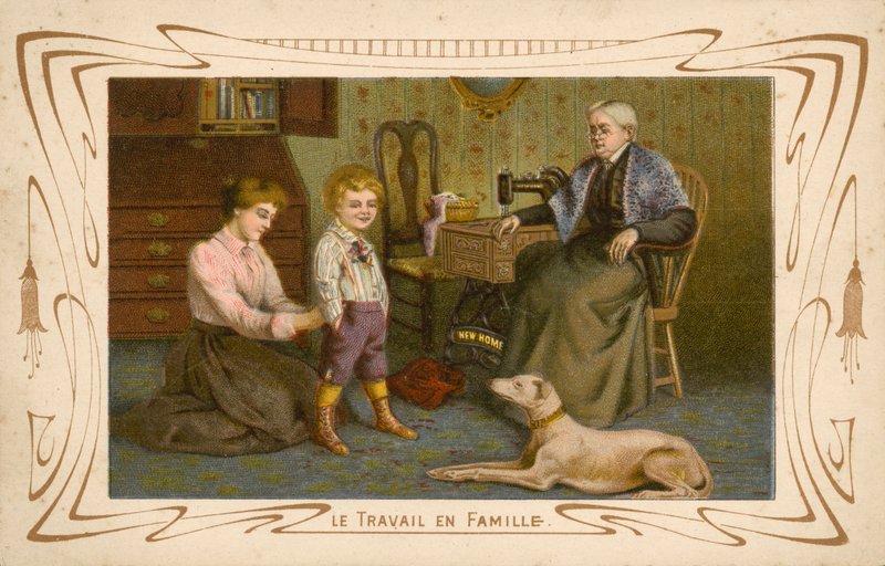 Familiearbeid (kromolitho) av French School