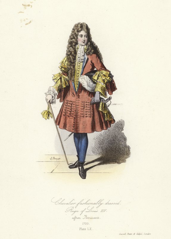 Moteriktig kledd ridder av regjeringen til Louis XIV av Frankrike av French School