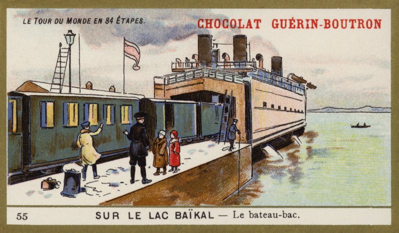 Ferge på Baikalsjøen (chromolitho) av French School