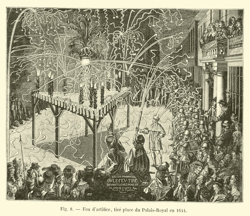 Fyrverkeri, finner sted i Palais-Royal i 1644 av French School
