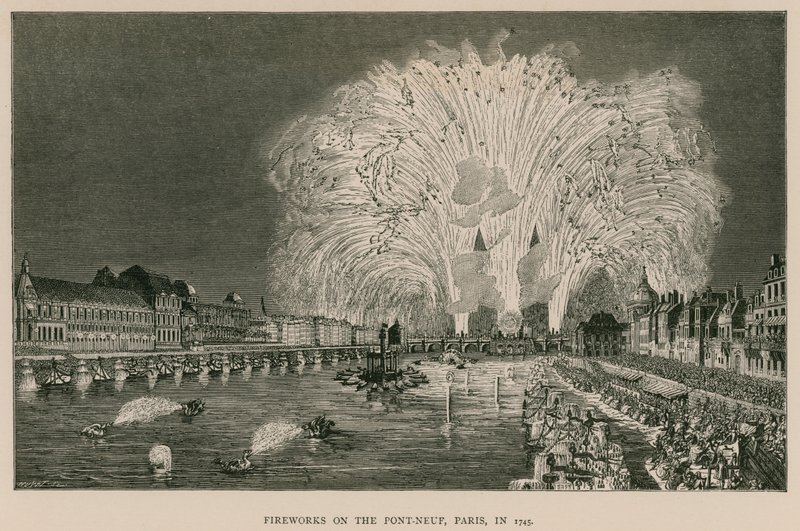 Fyrverkeri på Pont-Neuf, Paris, i 1745 av French School