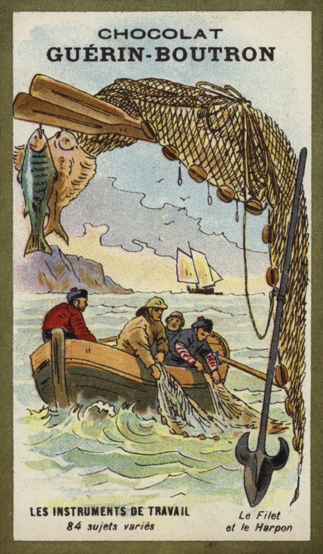 Fiskegarn og harpun av French School