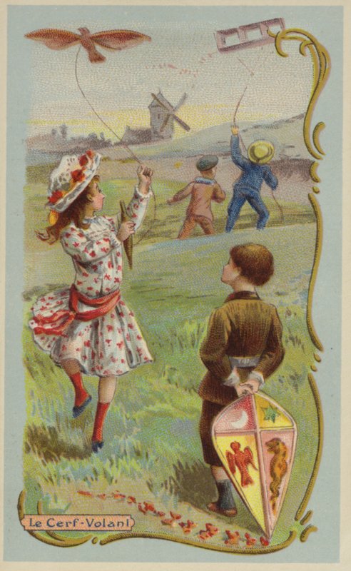 Flyvende drager (chromolitho) av French School