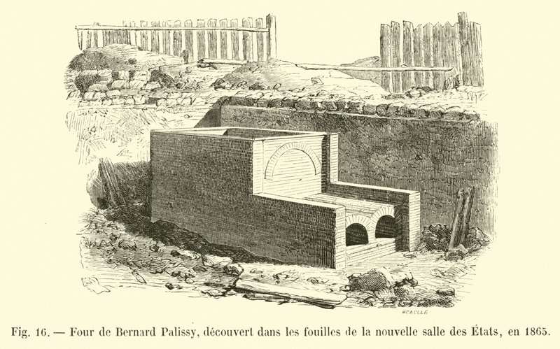 Fire av Bernard Palissy, oppdaget i utgravningene av den nye Salle des Etats, i 1865 av French School