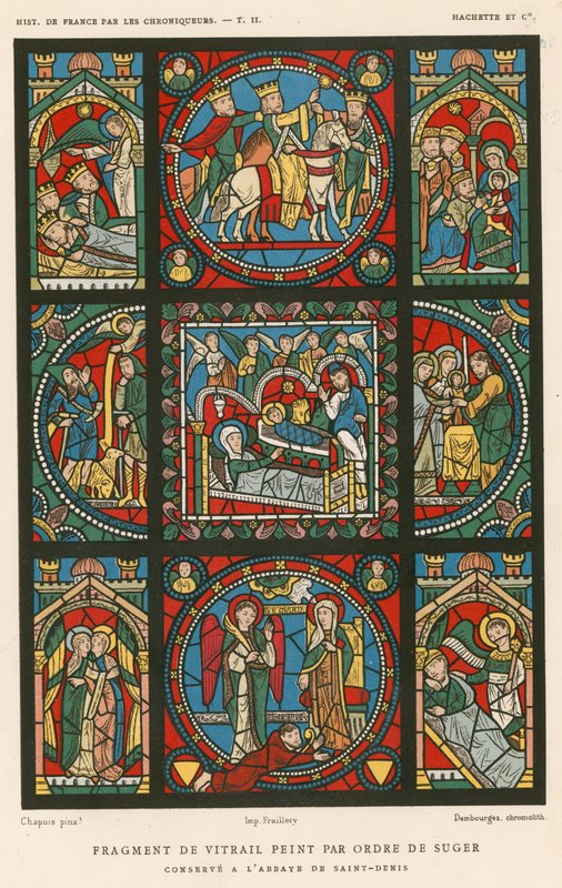 Fragment av farget glass malt etter ordre fra Suger av French School