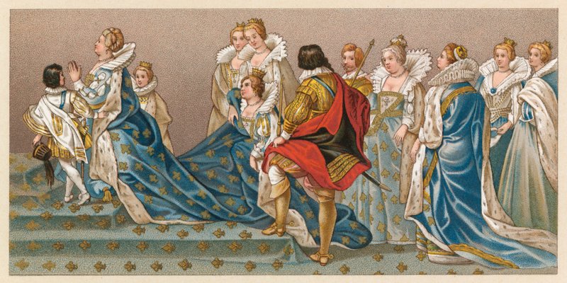 Frankrike XVI-XVIIth Cent-kostyme av French School