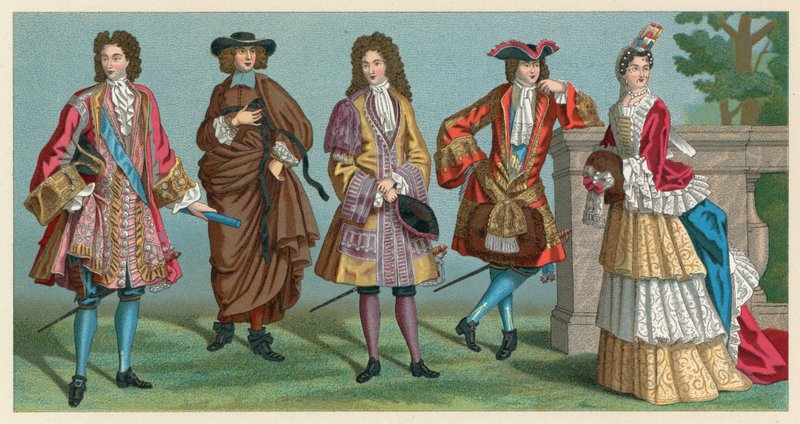 Frankrike XVII-XVIIIth Cent Costume av French School