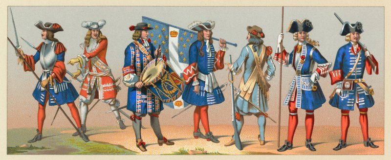 Frankrike XVII-XVIIIth Cent Costume av French School