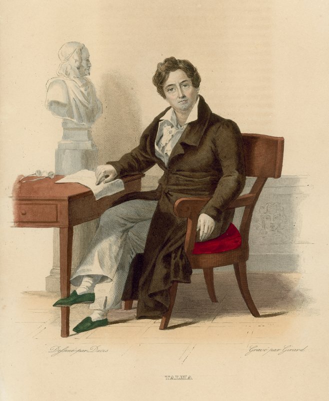Francois-Joseph Talma (farget gravering) av French School